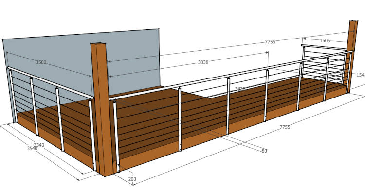 Garde-corps inox pour terrasse sur maison.